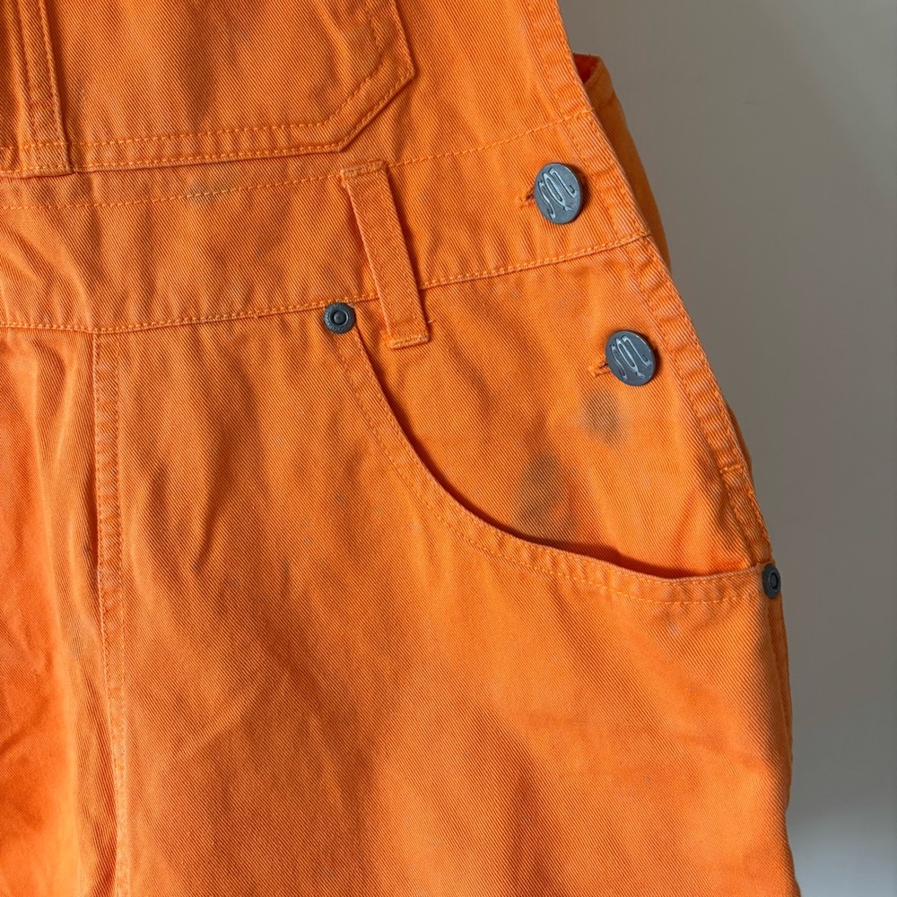 Vintage Y2K Squeeze Jeans Shortall Overalls Orange Small - Picture 4 of 9
